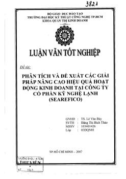 Phân tích và đề xuất các giải pháp hoạt động kinh doanh tại Công ty cổ phần kỹ nghệ lạnh (Searefico)