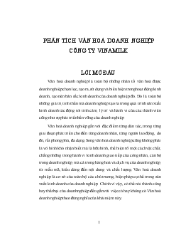 Phân tích văn hoá doanh nghiệp Công ty VINAMILK