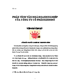 Phân tích văn hoá doanh nghiệp của Công ty Cổ phần Kinh Đô