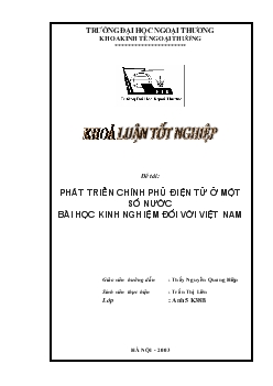 Phát triển Chính phủ điện tử ở một số nước - Bài học kinh nghiệm đối với Việt Nam