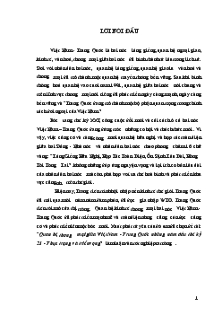 Quan hệ thương mại giữa Việt Nam - Trung Quốc những năm đầu thế kỷ 21 - thực trạng và triển vọng