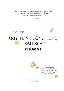 Quy trình công nghệ sản xuất phomat (phomai)