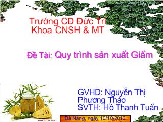 Quy trình sản xuất Giấm (Trình chiếu)