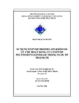 Sử dụng enzyme bromelain - Khóm để ức chế hoạt động của enzyme pectinmetylesterase trong nước nước ép trái bưởi