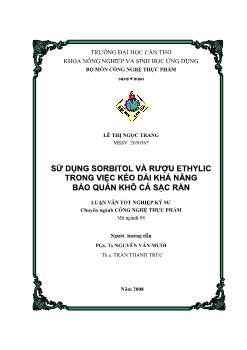 Sử dụng sorbitol và rượu ethylic trong việc kéo dài khả năng bảo quản khô cá sặc rằn