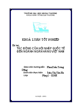 Tác động của hội nhập quốc tế đến ngành Ngân hàng Việt Nam