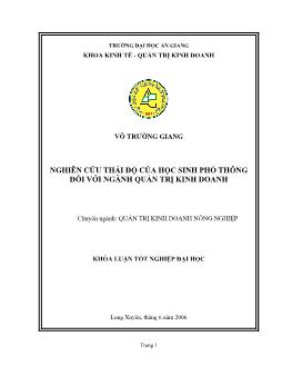 Thái độ của học sinh phổ thông với ngành học Quản trị Kinh doanh