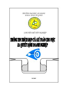 Thông tin thích hợp của kế toán cho việc ra quyết định doanh nghiệp