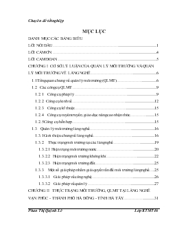 Thực trạng môi trường và quản lý môi trường tại làng nghề dệt nhuộm Vạn Phúc - Thành phố Hà Đông - tỉnh Hà Tây