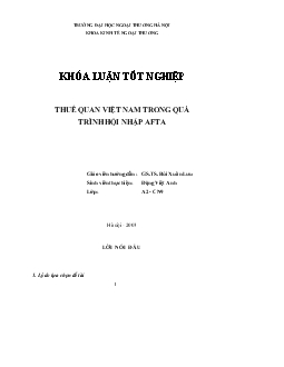 Thuế quan Việt Nam trong quá trình hội nhập AFTA