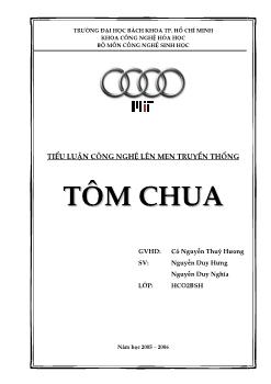 Tiểu luận Công nghệ lên men truyền thống Tôm chua