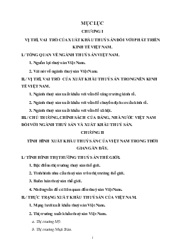 Tình hình xuất khẩu thuỷ sản của Việt Nam trong thời gian gần đây – thực trạng và giải pháp