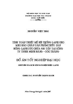Tính toán thiết kế hệ thống lạnh cho kho bảo quản sản phẩm thủy sản đông lạnh 500 tấn
