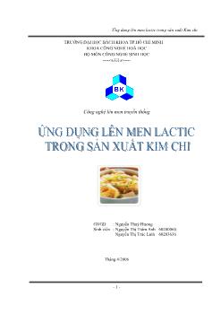 Ứng dụng lên men lactic trong sản xuất kim chi (Công nghệ lên men truyền thống)