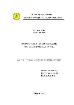 Ứng dụng vi sinh vật lên men lactic trong sản phẩm salad cà chua