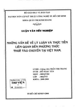 Vấn đề lý luận và thực tiễn liên quan đến phương thức thuê tàu chuyến tại Việt Nam