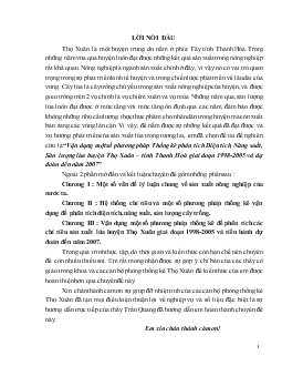 Vận dụng một số phương pháp Thống kê phân tích Diện tích, Năng suất, Sản lượng lúa huyện Thọ Xuân – tỉnh Thanh Hoá giai đoạn 1998-2005 và dự đoán đến năm 2007