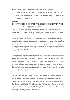 Văn hoá doanh nghiệp ảnh hưởng tới hoạt động kinh doanh của Công ty Cổ phần Pháp thị Hoàng Gia Việt Nam