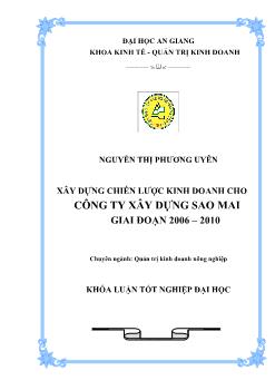Xây dựng chiến lược Kinh doanh cho công ty xây dựng Sao Mai giai đoạn 2006- 2010