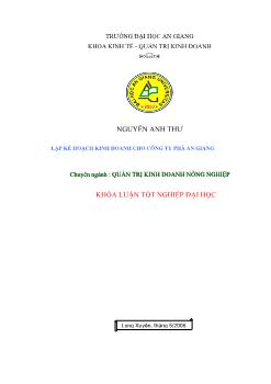 Xây dựng kế hoạch kinh doanh cho Công ty Phà An Giang giai đoạn 2006-1010