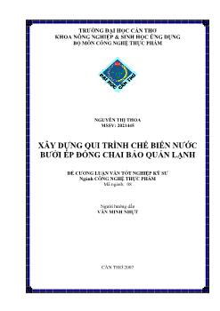 Xây dựng qui trình chế biến nước bưởi ép đóng chai bảo quản lạnh