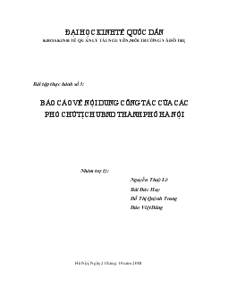 Báo cáo Cụ thể về nội dung công tác của các phó chủ tịch UBND thành phố Hà Nội nhiệm kỳ 2004-2009