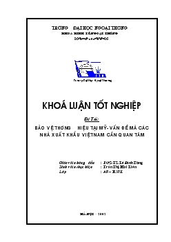 Bảo vệ thương hiệu tại mỹ- Vấn đề mà các nhà xuất khẩu Việt Nam cần quan tâm