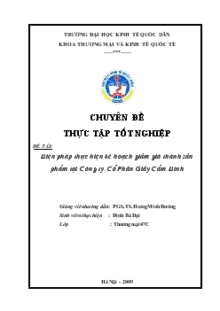 Biện pháp thực hiện kế hoạch giảm giá thành sản phẩm tại Công ty Cổ Phần Giầy Cẩm Bình