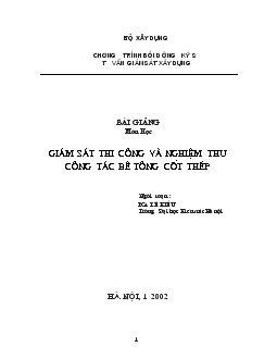 Giám sát thi công và nghiệm thu các công tác bê tông cốt thép trong công trình dân dụng và công nghiệp