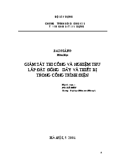 Giám sát thi công và nghiệm thu lắp đặt đường dây và thiết bị trong công trình điện