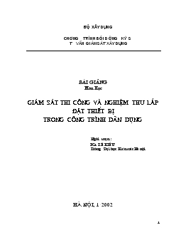 Giám sát thi công và nghiệm thu lắp đặt thiết bị trong công trình dân dụng