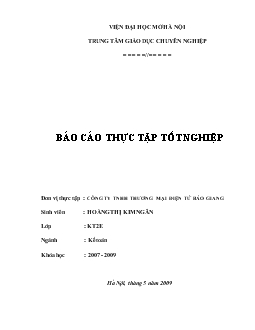 Hạch toán bán hàng và xác định KẾT quả kinh doanh tại Công ty TNHH thương mại ĐIỆN TỬ BẢO GIANG