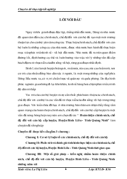 Hoàn thiện chính sách, chế độ đối với cán bộ cấp huyện , Huyện Bình Liêu - Tỉnh Quảng Ninh