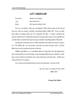Hoàn thiện công tác kế hoạch hoá sản xuất tại Công ty cổ phần văn phòng phẩm Hồng Hà