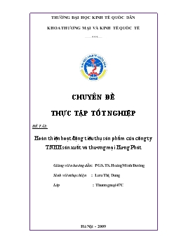 Hoàn thiện hoạt động tiêu thụ sản phẩm của Công ty TNHH sản xuất và thương mại Hưng Phát