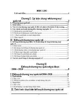 Kế hoạch thương mại quốc tế giai đoạn 2006 – 2010