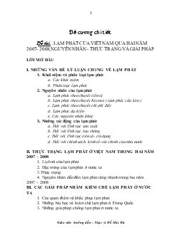 Lạm phát của Việt Nam qua hai năm 2007- 2008. Nguyên nhân - Thực trạng và giải pháp