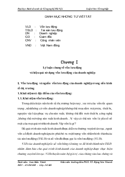 Lý luận chung về vốn lưu động và hiệu quả sử dụng vốn lưu động của doanh nghiệp