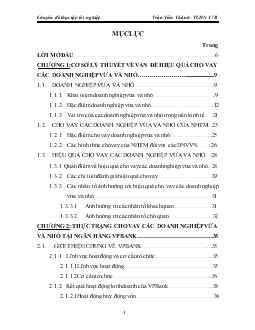 Nâng cao hiệu quả cho vay doanh nghiệp vừa và nhỏ tại Ngân hàng thương mại cổ phần các doanh nghiệp ngoài quốc doanh vpbank