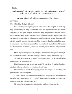 Những cơ sở xác định và điều tiết tỷ giá trong lịch sử. Liên hệ thực tế Việt Nam hiện nay