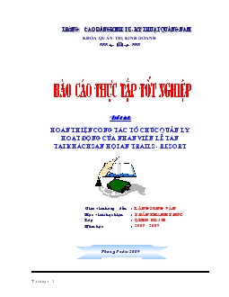 Phương hướng và biện pháp hoàn thiện công tác tổ chức và quản lý hoạt động của nhân viên lễ tân tại khách sạn Hội An Trails – Resort