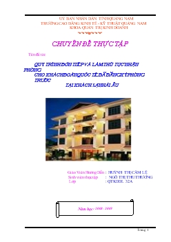 Quy trình đón tiếp và làm thủ tục nhập phòng cho khách đoàn quốc tế đã đăng ký phòng trước tại khách sạn Hải Âu