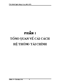Thực trạng cải cách Hệ thống tài chính ở một số nước và Việt Nam