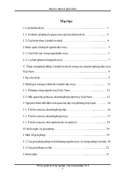 Thực trạng liên kết kinh tế trong các doanh nghiệp dệt may Việt Nam