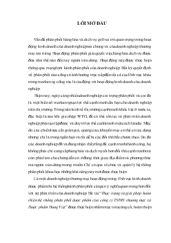 Thực trạng và giải pháp hoàn thiện hệ thống phân phối dược phẩm của Công ty TNHH thương mại và Dược phẩm Hưng Việt