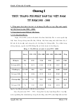 Tình hình thu hút và sử dụng vốn đầu tư trực tiếp nước ngoài tại Việt Nam từ năm 1988 – 2008