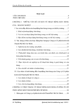 Tổ chức hoạt động bán hàng tại Công ty Cổ phần Kính Mắt Thành Phố Hồ Chí Minh