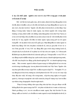 Vai trò của FDI với quá trình phát triển kinh tế xã hội ở Việt Nam