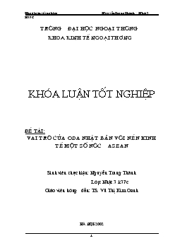 Vai trò của oda nhật bản với nền kinh tế một số nước Asean
