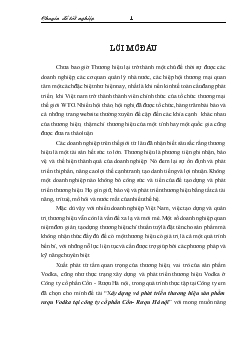 Xây dựng và phát triển thương hiệu sản phẩm rượu Vodka tại Công ty cổ phần cồn - Rượu Hà Nội